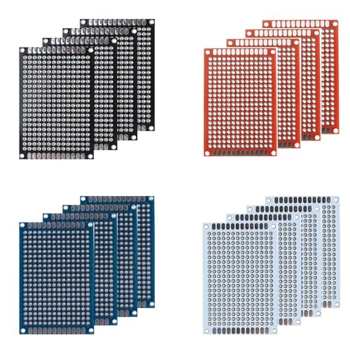 20 Pcs(4x6cm) Double Sided PCB Board Prototype Kit Soldering 4 Colour Universal Printed Circuit Board for DIY Soldering and Electronic Project - size: 20 Pcs(4x6cm)