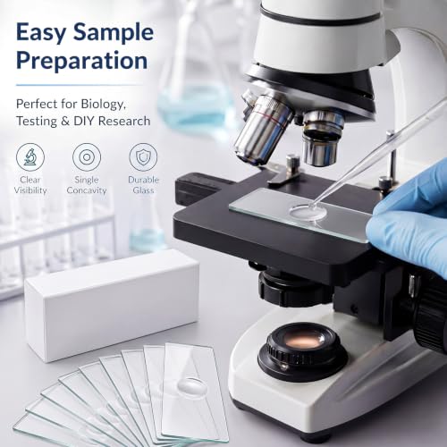 Tellegloww 10 Pcs Pre-Cleaned Single Concave Microscope Glass Slide 3" x 1" - color: Single Concave Microscope Slide