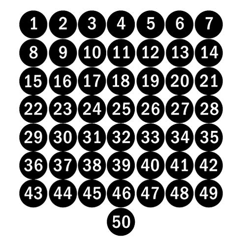 NAVADEAL 2" & 3” Round Number 1-50 Adhesive Stickers in Blue, Red, Black, Green - Inventory Storage Labels, Great for Marking Bins or Toolbox for Daily Use in School, Office, Workshop - color: Black