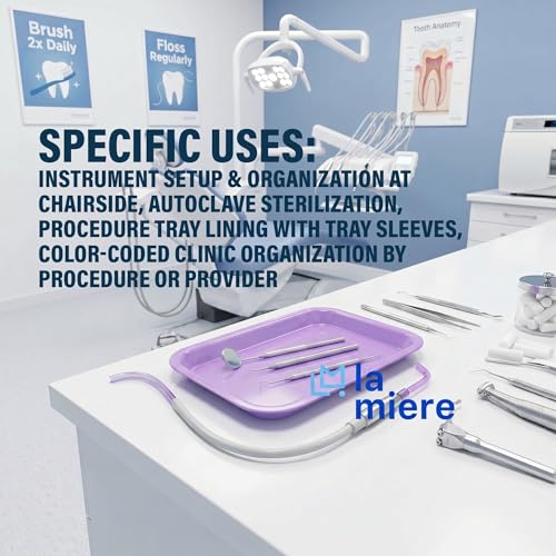 LA MIERE Pastel Lilac Dental Plastic Trays Autoclavable Procedure Flat Trays for Instrument, 13.25" X 9.75", Size F, Pastel Lilac - color: Pastel Lilac