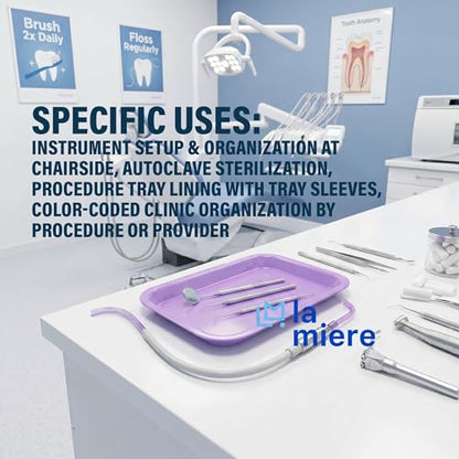 LA MIERE Pastel Lilac Dental Plastic Trays Autoclavable Procedure Flat Trays for Instrument, 13.25" X 9.75", Size F, Pastel Lilac - color: Pastel Lilac
