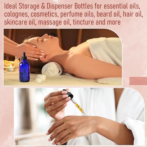 4 Pack 4oz Glass Dropper Bottles with Measured Dropper - 120ml Dark Blue Tincture Bottles with Calibrated Glass Eye Droppers (1ml), Leakproof Essential Oils Bottles for Health, Personal Care & Beauty - color: Blue