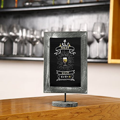 MyGift 11-Inch Vintage Gray Wood Framed Tabletop Chalkboard Signs, Set of 2