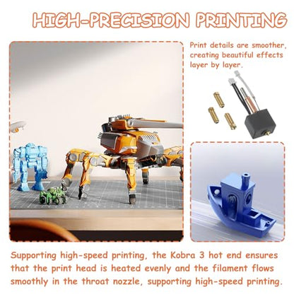 Kobra 3 Hotend 3D Printer Extruder Kit with 3 Brass Nozzles 0.4mm - style: For Kobra 3&Kobra 3 Combo