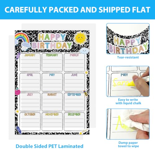 Classroom Birthday Chart Poster, 11.8 x 16.5 Inch Birthday Calendar - color: A-Black