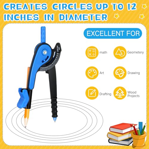 Zonon 24 Pcs Student Math Geometry Compass Bulk 6 Inch Drawing Tool Set