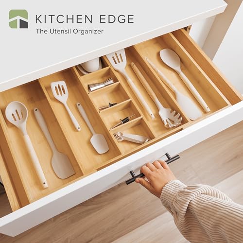 KitchenEdge Utensil & Junk Drawer Organizer, 16-28 in, Bamboo - color: Natural Bamboo, size: From 16" to 28" Wide