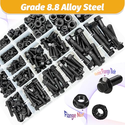 700PCS M6-M10 Metric Flange Hex Bolt Kit，M6-1.0 M8-1.25 M10-1.25,Grade 8.8 - size: M6 M8 M10 700Pcs Flange HEX