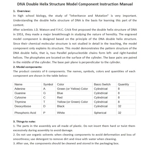 iplusmile DNA Double Helix Structure Models Kit Biological Science Popularization Teaching Aid for DNA Assembling, Educational Learning for School Student