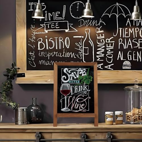 4 THOUGHT Small Tabletop Magnetic Chalkboard Signs 9.5" x 14", Brown - color: Rustic Brown