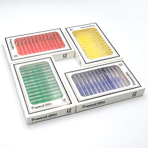 48pcs Prepared Plastic Microscope Slides Biological Specimen with 4 Boxes for Student Enlighten Education
