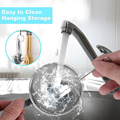 Large Small Funnel Set of 3, Food Grade Mini Funnels for Kitchen Use Filling Bottles Liquor Flask Tiny Spice Cooking Powder, 6Pcs Metal Stainless Steel Funnel (Long Handle), 2Pcs Cleaning Brushes YLYL