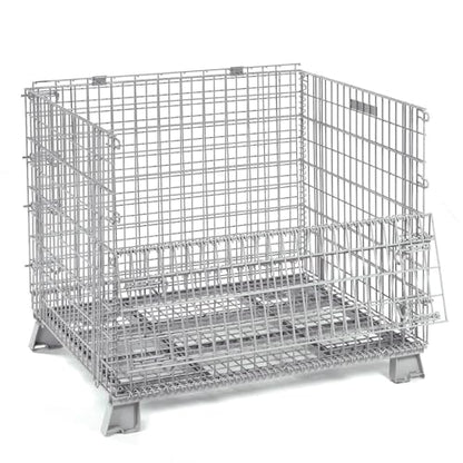 Global Industrial Wire Mesh Folding Open-Top Container, 21 Cu. Ft. Capacity, 5000 Lb Capacity, 40" L x 32" W x 34-1/2"H, Stackable and Collapsible, Gray