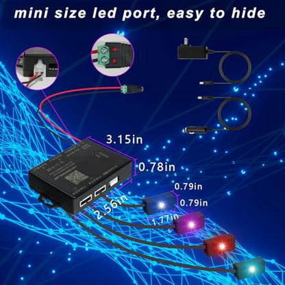 AZIMOM 4Color Split Starlight Headliner Kit 1800pcs 0.02in 6.5ft+Pure White Meteor Shooting Star 180pcs Fibers Car Home Fiber Optic Light Sound-Activated APP& Remote Control Starlight Engine - size: 1980pcs*0.02in*6.5ft