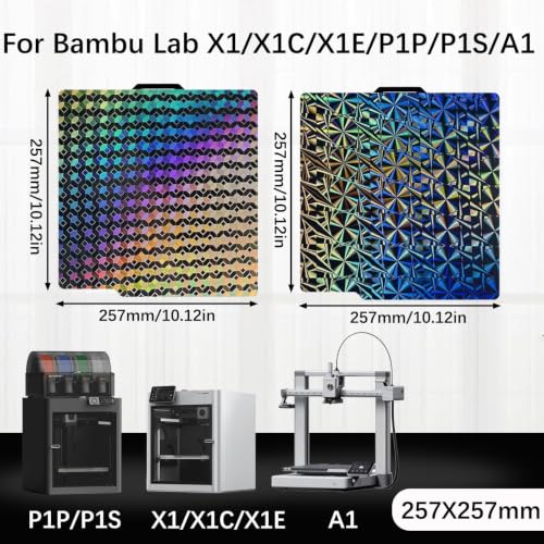 Smooth Holographic Build Plate for Bambu Lab P2S/X2D/X1/X1C/X1E/P1P/P1S/A1,257x257mm Diamond Ball+Windmill Flexible Spring Steel Print Bed Removable Platform for Bambus 3D Printing Platform - color: Windmill + Football