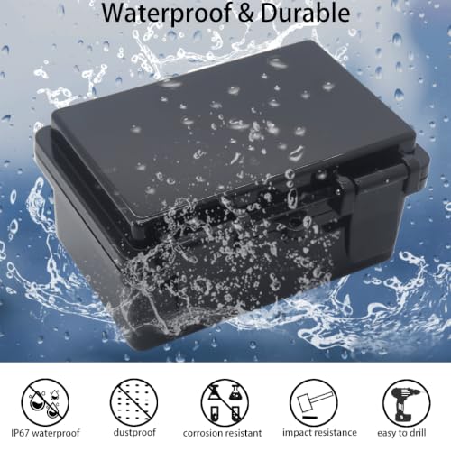 Junction Box, Hinged Black Cover IP67 Waterproof ABS Project Box with Mounting Plate Electrical Box Enclosure with Wall Bracket 5.9 x 3.9 x 2.8inch(150x100x70mm) - color: Black, size: 5.9"x3.9"x2.8"