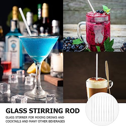 10Pcs Glass Stirring Rod 5.9" Length Stir Rod Mixing Tools with Both Ends Round, High Temperature Resistant - size: 6x150mm