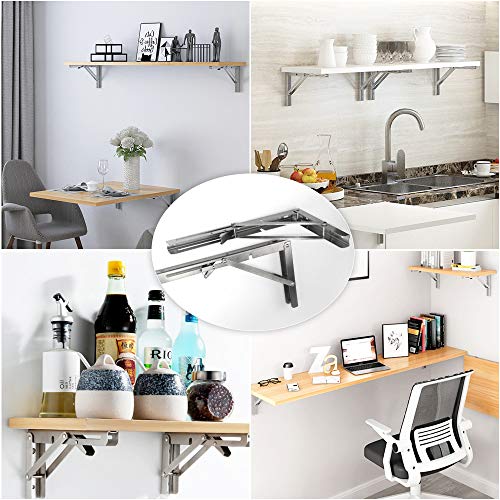 Storystore Folding Shelf Brackets - 20 Inch Heavy Duty Stainless Steel Collapsible Shelf Bracket for Bench Table, Space Saving DIY Bracket, Max Load: 550lb - size: 20 Inch