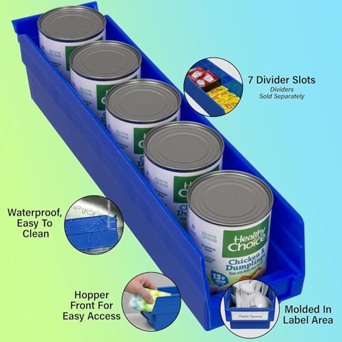 Akro-Mils 30128 Plastic Nesting Shelf Bin Box, (18-Inch x 4-Inch x 4-Inch), Clear, (12-Pack) - color: Clear