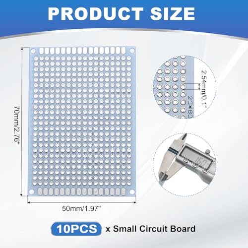 MECCANIXITY 10Pcs Solderable Breadboard, 2.76"x1.97" Double Sided Circuit Board White Tinned PCB Board Small Prototype Board for DIY Electronics Projects Apply to Soldering Projects - color: White Tinned, size: 2.76"x1.97"
