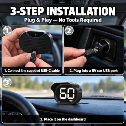 GPS Speedometer for Car MPH, Digital Speedometer for Car, Car Speedometer - color: White