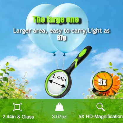 5X Handheld Non-Slip Rubber Reading Magnifying Glass Set - color: Orange