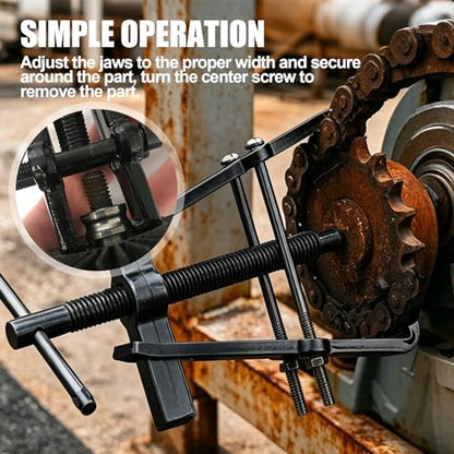 2 Jaw Gear Puller, Puller Tool, 3 Inch Carbon Steel Adjustable Two Jaw Bearing Puller Tool, Auto Mechanic Maintenance Pulley Flywheel Removal Kit Universal Fit for Cars Motorcycles Machinery