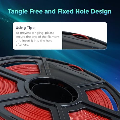 FLASHFORGE PLA Flexible 1.75 mm, 4X Longer Stretch 3D Printer Filament 1Kg (2.2lbs) Spool - Dimensional Accuracy +/- 0.02 mm, Ideal for Printing Soft Accessories - color: Red