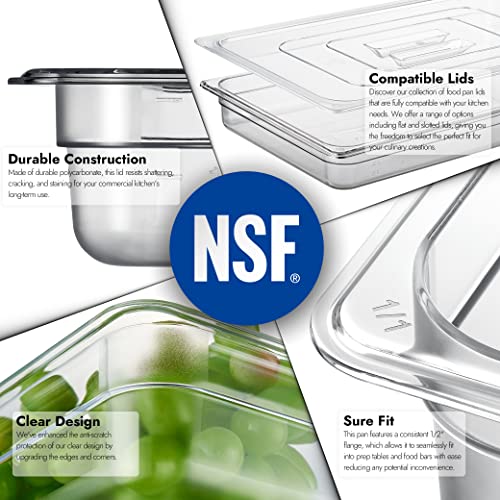 CURTA 6-Pack Full Size 2.5" Deep NSF Polycarbonate Food Pans | Dishwasher & Freezer Safe Clear Container for Prep Tables, Buffet, Salad Bar, Commercial & Home Kitchen - color: Full Size, size: 2-1/2" Deep