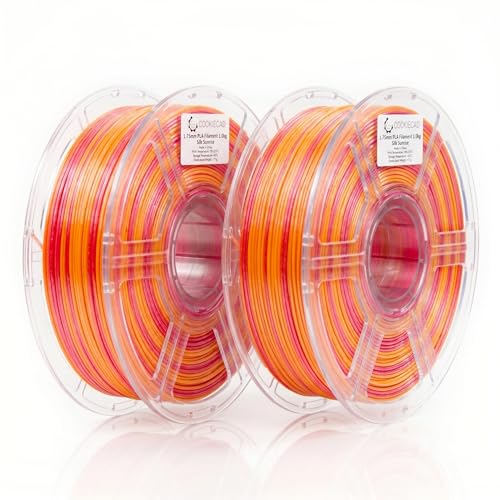 Cookiecad Silk PLA Filament Rainbow Gradient, Sunrise, 1.75mm 2kg - color: Silk Sunrise (2 Pack)