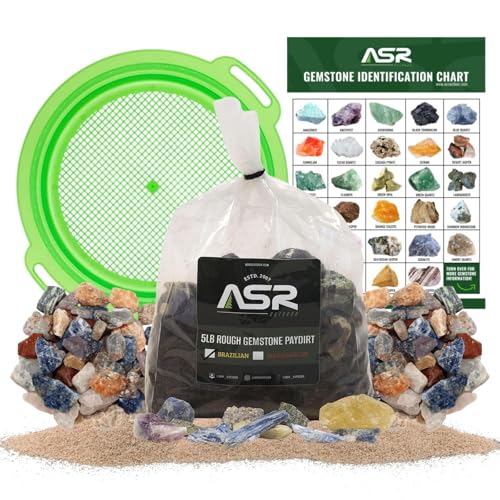 ASR Outdoor 5lb Rough Gemstone Mining Kit Geology Paydirt Classifier and ID Chart (Madagascar) - style: Madagascar