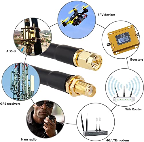XRDS -RF SMA Extension Cable 200 FT with SMA Male to Female Connector 50 Ohm KMR240 Low Loss Coax Coaxial Cable - size: 200 FT