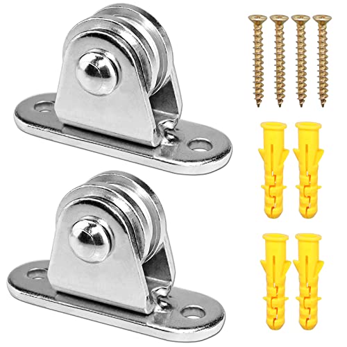 FONUNO Small Pulley Block Silent Wall Mount Pulley, 2 Pack