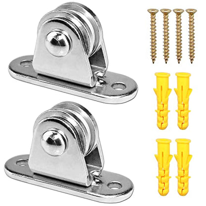 FONUNO Small Pulley Block Silent Wall Mount Pulley, 2 Pack