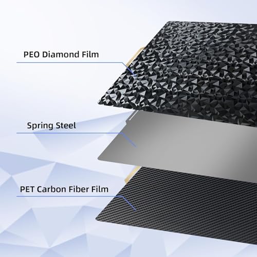 Black Spring Steel PEO & PET Dual-Sided Smooth Build Plate for Bambu Lab X1C/X1E/P1S/P1P/A1/P2S, 257x257 mm Flexible Magnetic Heated Bed, 3D Printer Accessories - color: Diamond PEO+Carbon Fiber PET