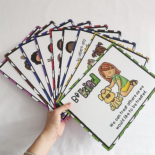 Lachilly 9 Sheets Classroom Rules Posters, Classroom Wall Decoration, Class Organization Charts, Bulletin Board Set, Classroom Decoration for Kindergarten Preschool Primary Middle High School - style: Classroom Rule 9P