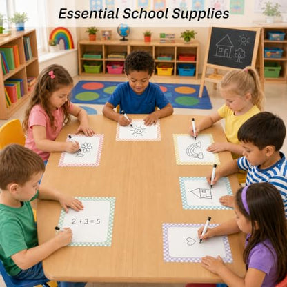 Cinrobiye 24 Pcs Dry Erase Stickers for Classroom Tables, Reusable Writable Decals with 2 Scrapers, Waterproof Dry Erase Spots for Desks, Whiteboards, Walls, Teacher Classroom School Supplies - color: Pastel