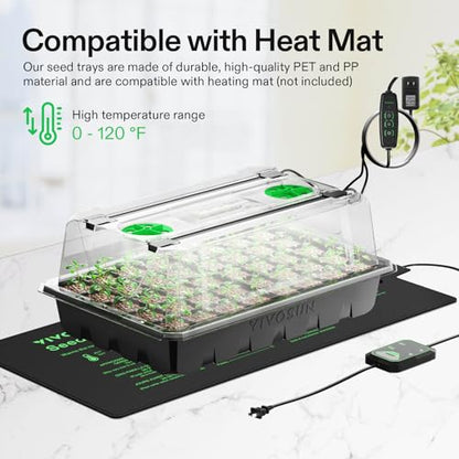 VIVOSUN 6-Pack Seed Starter Kit, 240-Cell Tray, 2 Set of LED Lights - size: 6-Pack 240-Cell, style: Trays with 2 Sets Lamps