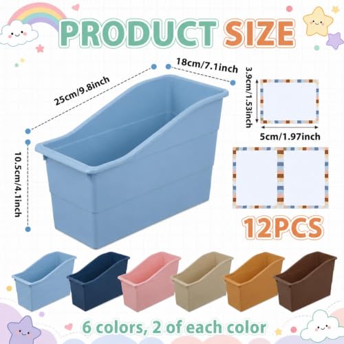 gisgfim 12 Pack Large Book Bins with Labels (Retro) - color: Retro