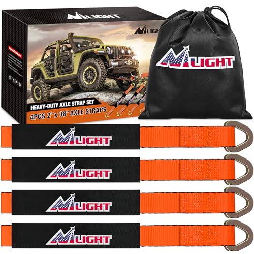 Nilight 4PCS 2"x 38" Axle Tie Down Straps with Protective Sleeve D-Ring - color: 2in x 38in Axle Tie Down Straps 4Pcs Orange
