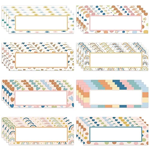 Whaline 48 Pack Boho Magnetic Dry Erase Labels Cute Rainbow Heart Reusable Name Tag Magnets Flexible Magnetic Accents DIY Classroom Learning Tool for Whiteboards Locker Fridge School Office Home