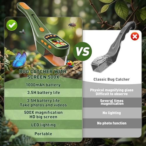 SEEKID Bug Catcher Kit for Kids with 2.4" Screen, Dark Green - color: Forest Green
