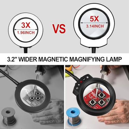 NEWACALOX Magnetic Magnifying Lamp for Helping Hands Station - color: Black