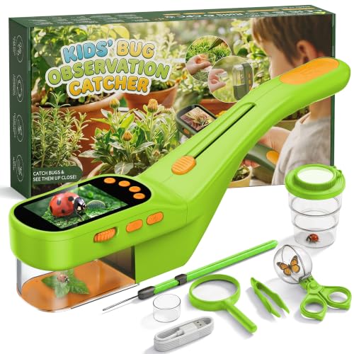 CIMELR Bug Catcher for Kids with 500X Microscope, 2.4" Screen STEM Toy Gift - color: Light Green