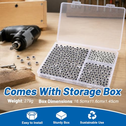 M4-0.7 Lock Nut 300Pcs Stainless Steel Nylock Locking Nuts with Washer - size: locknuts-M4 300pcs