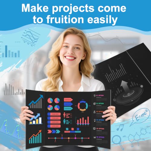 ISAIDNO 4 Pcs Trifold Poster Board, Medium 26 x 17 in, Black Poster Boards - color: Black, size: 26 X 17 inches