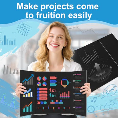 ISAIDNO 4 Pcs Trifold Poster Board, Medium 26 x 17 in, Black Poster Boards - color: Black, size: 26 X 17 inches