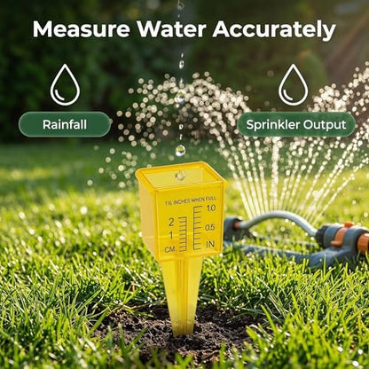 10Pack 1.5" Plastic Rain Gauge, Bright Yellow Rain Catcher