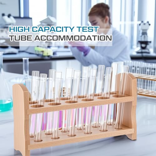 CroBlissful Wooden Test Tube Rack Accommodates Multiple Tubes up to 28mm 10.2" Wide Laboratory Wood Construction Test Tube Holder(1 Pcs,12 Holes) - style: 12 Holes