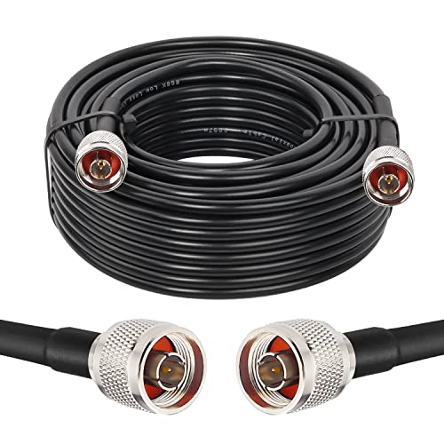 MOOKEERF KMR240 N Cable - 50FT Ultra Low Loss N Male to N Male Cable Pure Copper 50 ohm for Antenna,WiFi Router,Signal Booster, Amplifier - size: 50FT